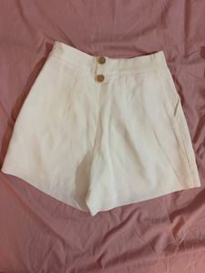 Chic White Shorts with Gold Button Detail