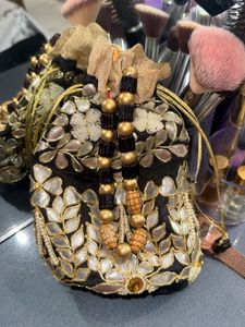 Embellished Black potli Bag goti patta work