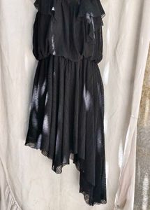 20194. Chic Black Ruffle Cold Shoulder Dress