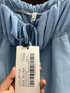 Sky Blue Smocked Tie-Front baby doll top