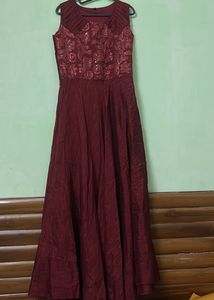 Maroon Embroidered Ethnic Gown