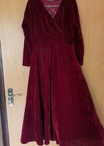 Stunning Wine Red Velvet Maxidress |