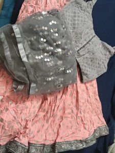 pink cotton lehenga with blouse, dupatta