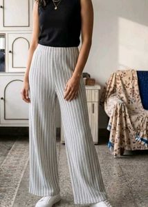 Sinsay Premium Textured Striped Wide-Leg Trousers