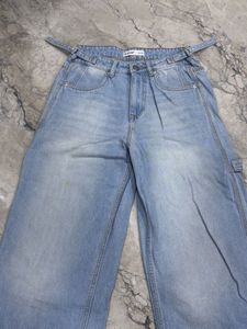 Light blue wide leg baggy jeans