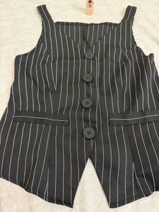 Chic Pinstripe Sleeveless Vest Top