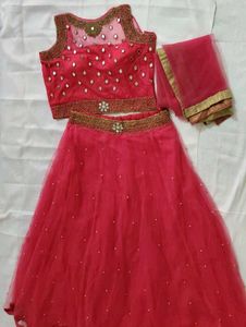Pink flared lehenga choli set