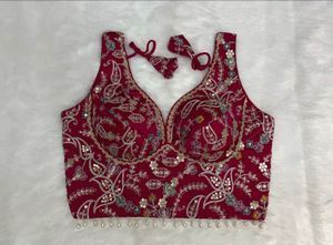Sleevless Embroidered Silk Blouse
