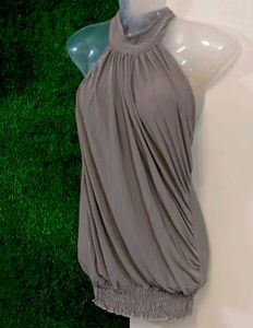 Backless Neck Gathered Halter Top