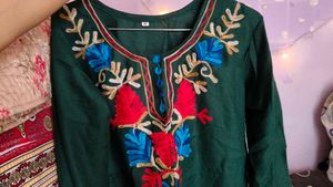 Embroidered Green Kurta