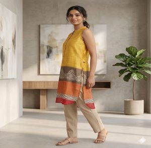 Elegant Yellow Sleeveless Kurta