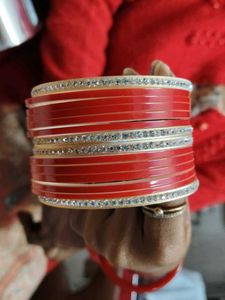 Red &amp; Crystal Bridal Chura Bangles