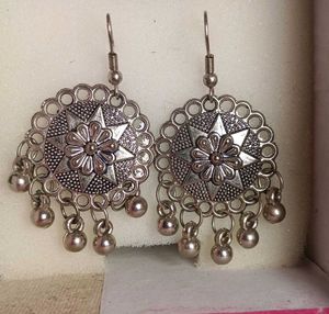 Oxidised Silver Jhumka Earrings