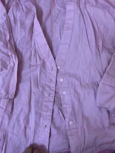 Pink Button-Down gathered shirt