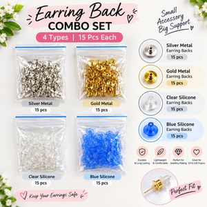 Earring Back Combo Set - 4 Types