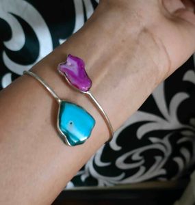 Blue and purple faux gemstones  cuff bracelet