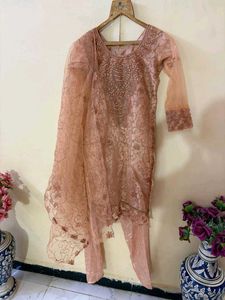 Peach Embroidered Kurta Set