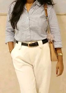 Striped Collared Button-Down Shirt