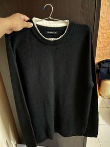 Men's Black Ribbed Knit Sweater