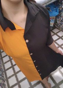 Colorblock Button-Down Midi Dress