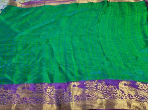 Green With Purple And Grey Withpink Silk Sarees