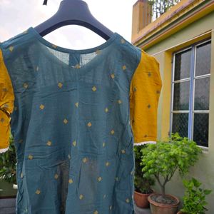 fabric Printed embroidery Kurta