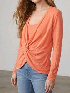 Beautiful Coral Twist Front Top