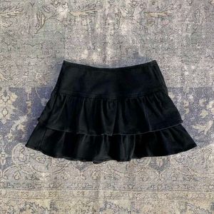 Black Tiered Mini Skirt