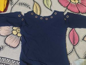 Stylish Navy Cold Shoulder Top