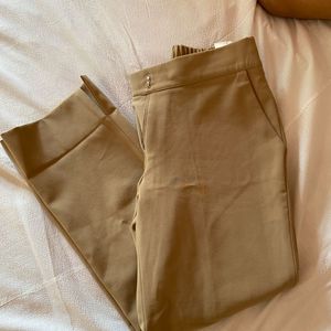 Khaki straight Leg Trousers With Slit