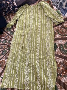 Elegant Olive Green Printed Kurta