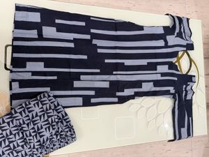 Stylish Navy Blue &amp; Grey Striped Kurta
