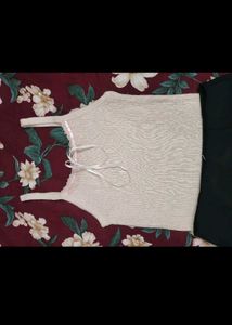 Cute Cream Ribbed Tank Top
