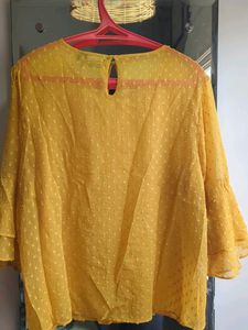 Yellow Ruffled Sleeve Blouse