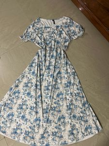 Blue Floral Midi Dress