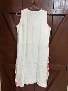 White Embroidered Sleeveless Kurta set