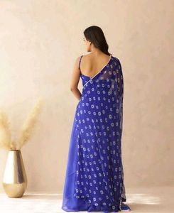 Vibrant Blue Bandhani cape dress