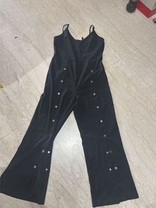 Chic Black Button-Up Jumpsuit
