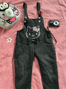 Cute Hello Kitty Denim Pinafore Dress