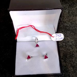 Zirconia Diamond Pure Silver Earrings & Pandel 925