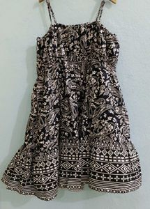 Boho Black &amp; White Print Dress