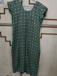 Green Geometric Print Dress