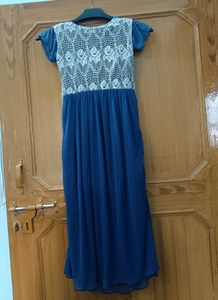 Blue Lace Trimmed Kurta