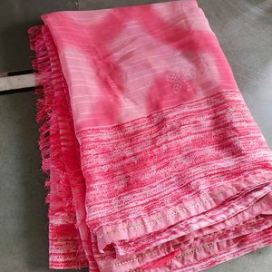 Pink Saree with Tassels