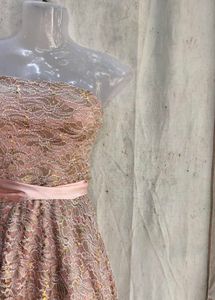 Chic Pink Lace Strapless Dress