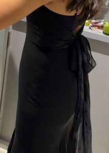 Black party Dress with Thigh Slit