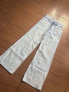 Light Wash Heart Embellished Jeans