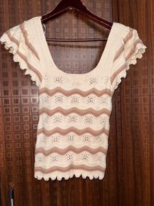 Crocheted Off-White Top🤎