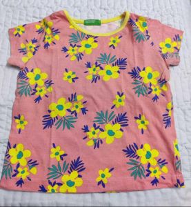 Pink Floral Print Short Sleeve Top