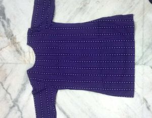 Purple Striped Short Kurti 💜
